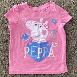 Peppa Pig Heart T-Shirt Size 3T Pink and Blue